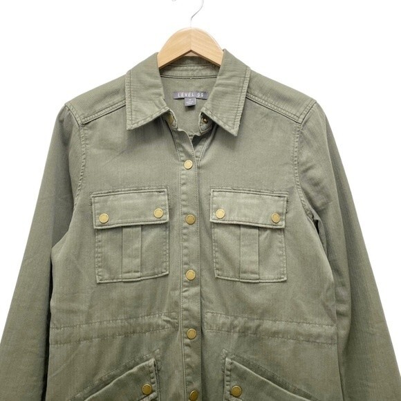 Level 99 Utility Long Anorak Jacket Barn Coat Cactus Green Women's Size Medium - Picture 6 of 12